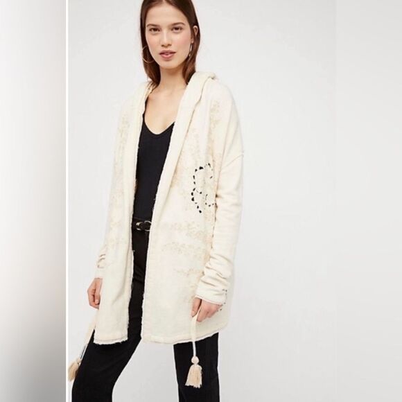 Oh Pretty Daze White Cardigan FREE PEOPLE Size Medium - Picture 2 of 5